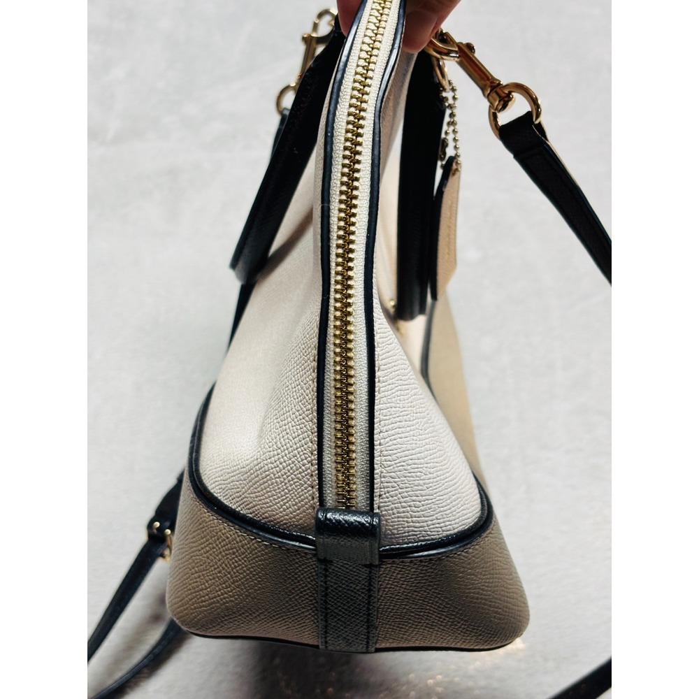Coach Leather Sierra Dome Satchel Handbag Crossbody Cream / Brown /‎ Black - Picture 5 of 16